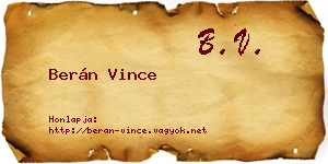 Berán Vince névjegykártya